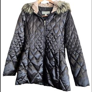 Liz Claiborne Liz Wear Women's Down Blend Brown Hoodie Puffer Parka, Zip Size M